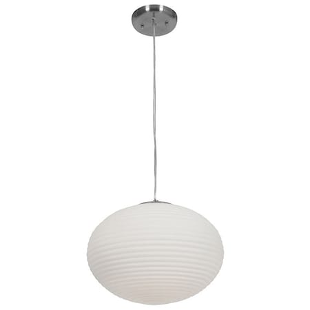 Callisto, LED Pendant, Brushed Steel Finish, Opal Glass